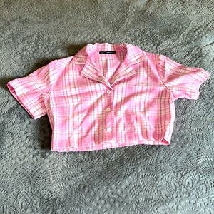 Brandy Melville plaid cropped top